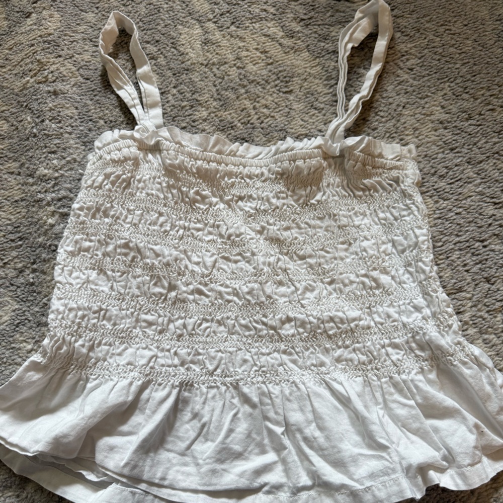 Chic White Smocked Camisole Top